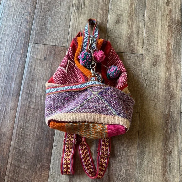 Colorful Woven boho Backpack purse - Picture 10 of 11